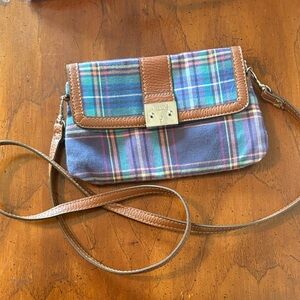 Plaid Leather Trim Crossbody Bag by Chaps